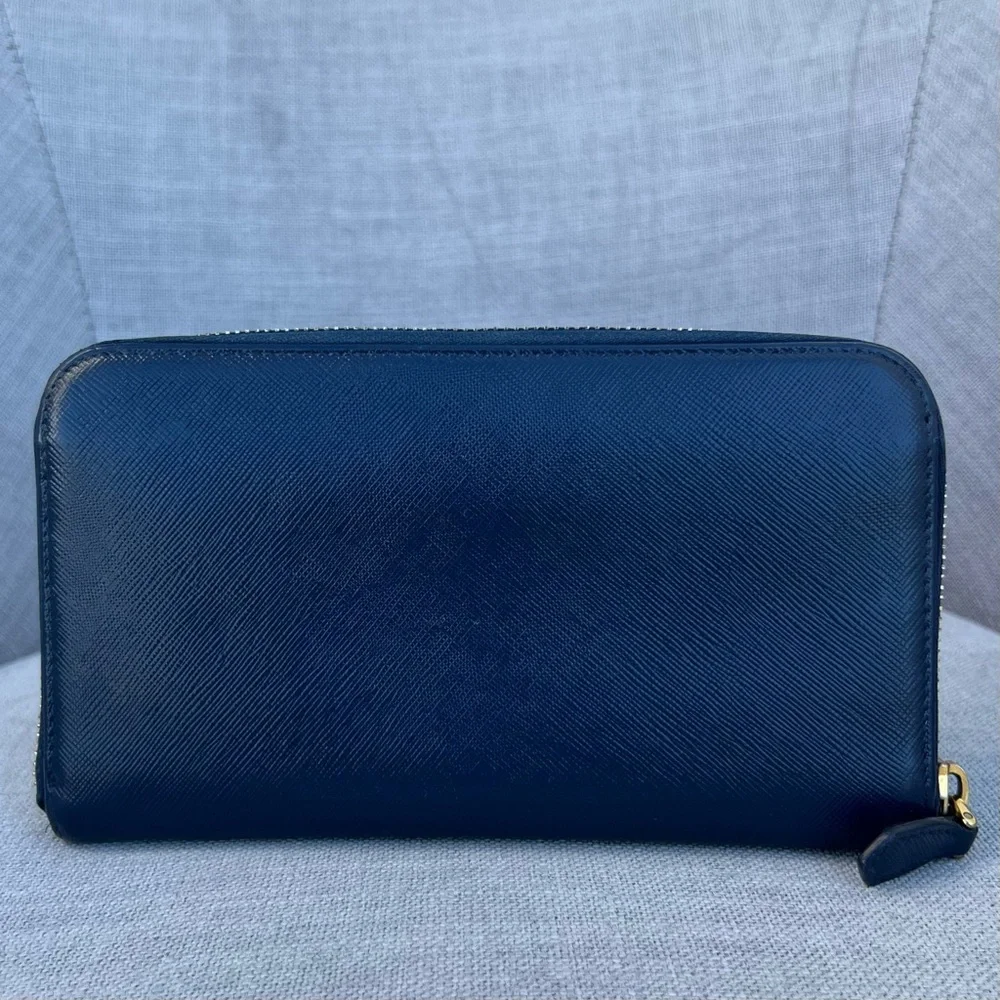 Prada Saffiano Navy Blue Long Wallet